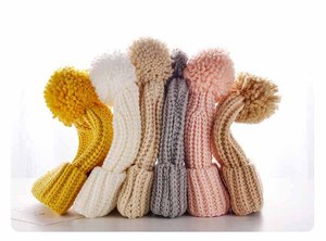 Wholesale Cute Cabel Knit Blank Hat <strong>Slouch</strong> Acrylic Winter Kids <strong>Beanies</strong> With Pom Pom - Product Image 3
