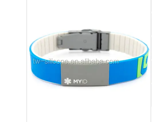 Gravieren Sie das ID-Armband mit verstellbarem Silikon armband mit Metall verschluss