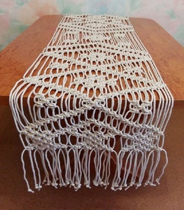 โต๊ะวิ่งแมคคราเม่ทำด้วยมือสวยดีไซน์ใหม่พร้อมลวดลายเรขาคณิตผ้าฝ้ายธรรมชาติตกแต่งโต๊ะรับประทานอาหาร - Product Image 6