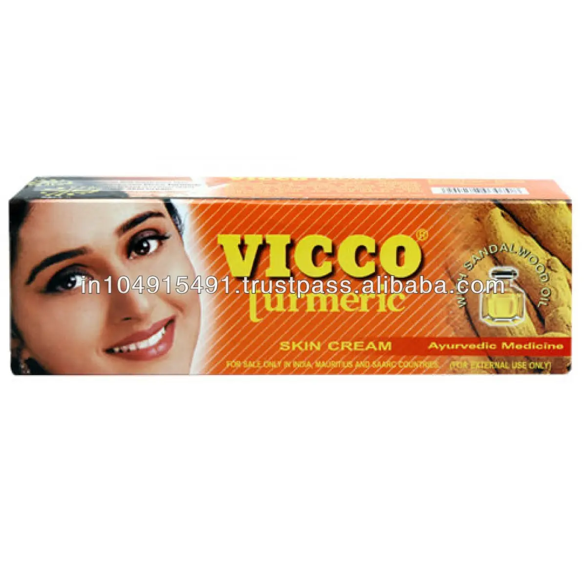 VICCO com bondade de açafrão & açafrão pele creme:: Ayurvédico creme óleo de sândalo adultos rosto ervas femininas 30 GM IN;41826