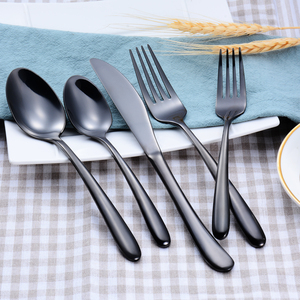 Juego de cubiertos negros, juego de cubiertos de acero inoxidable de color de diseño único para bodas - Product Image 5
