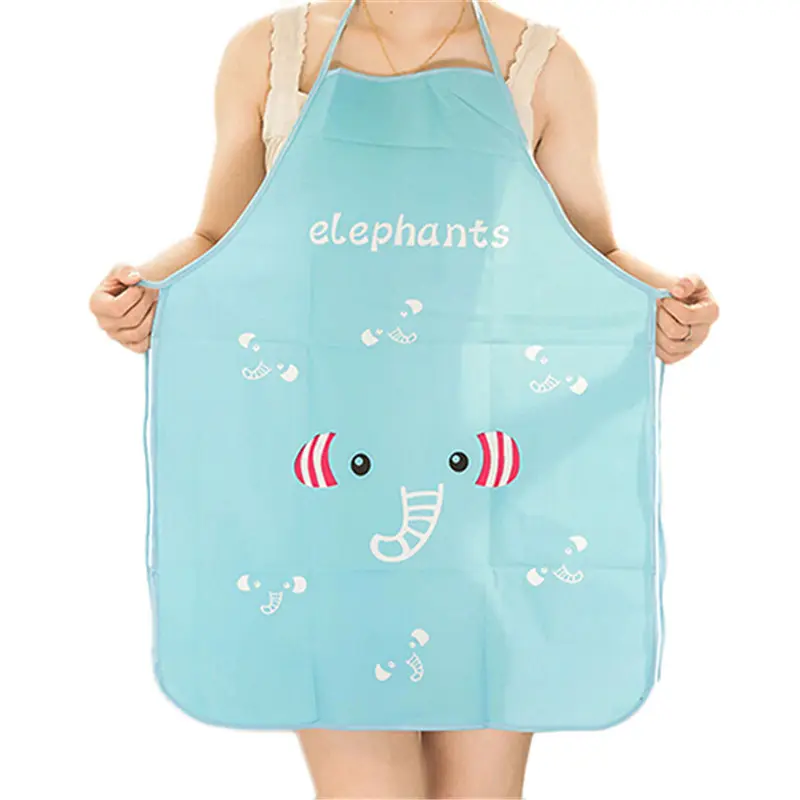 Mode femmes dessin animé mignon en plastique pvc tablier de cuisine imperméable à l'eau pour la cuisine