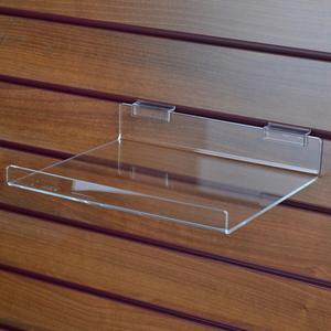 Étagère d'exposition de chaussures en acrylique transparent à <span class=keywords><strong>angle</strong></span> droit personnalisée avec rebord en perspex, présentoir de chaussures en slatwall - Product Image 1