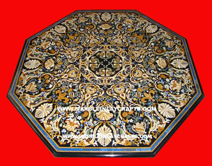 9 bonnets de Table à manger en marbre noir, incrustation de marbre - Product Image 1