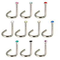 Clous chirurgicales en acier inoxydable, couleurs mélangées, vis de nez bijoux pour femmes
