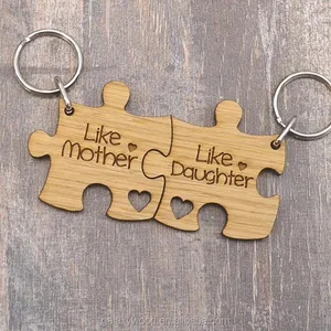 Tùy Chỉnh Gỗ Câu Đố Mảnh Keychain Cá Nhân Câu Đố Bằng Gỗ Móc Khóa