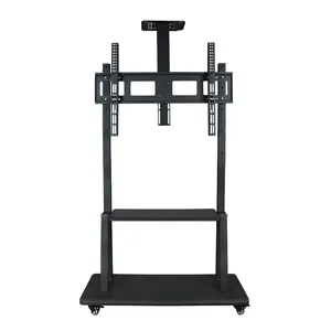 Universal Tv Conference Bracket Stand Economy TV Cart With Adjustable poles for tv size 55"-84" Black/White