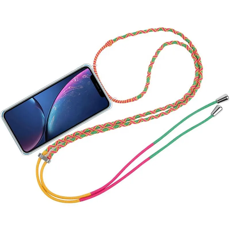 Hilo de cuerda envuelto, banda para el cuello, alambre trenzado, coloridas correas para teléfono para Iphone o samsung