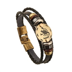 Wholesale Fashion Genuine <strong>Bestfriend</strong> Leather 12 Zodiac <strong>Bracelet</strong> - Product Image 6