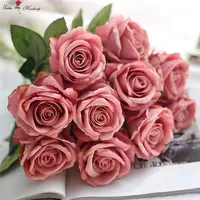 Single Velvet Rose Flower for Wedding Decor
