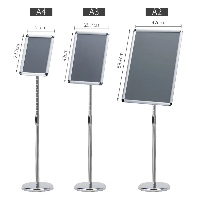 Shining sliver acrylic display sign stand,floor poster stand, advertising display