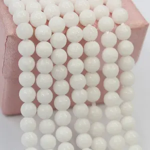 Wholesale Natural 4mm big hole White Jade Smooth Round Beads Natural Gemstone Round Loose Beads