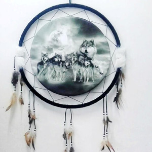 Valiers décoratifs en plumes, modèle traditionnel, fait à la main, thème loup <span class=keywords><strong>attrape</strong></span>-rêves, ornements pour jardin, cuisine et chambre à coucher, 1 pièce - Product Image 5