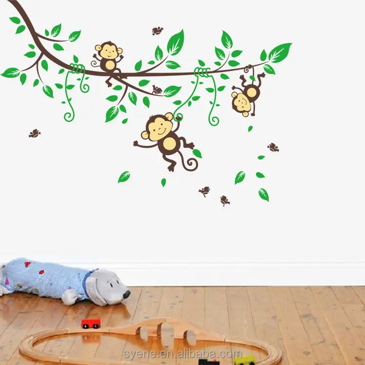 Syene new owl monkey tree squirrel kids wall stickers room nursery wholesale wall decals removable room decor 3d wall stickers