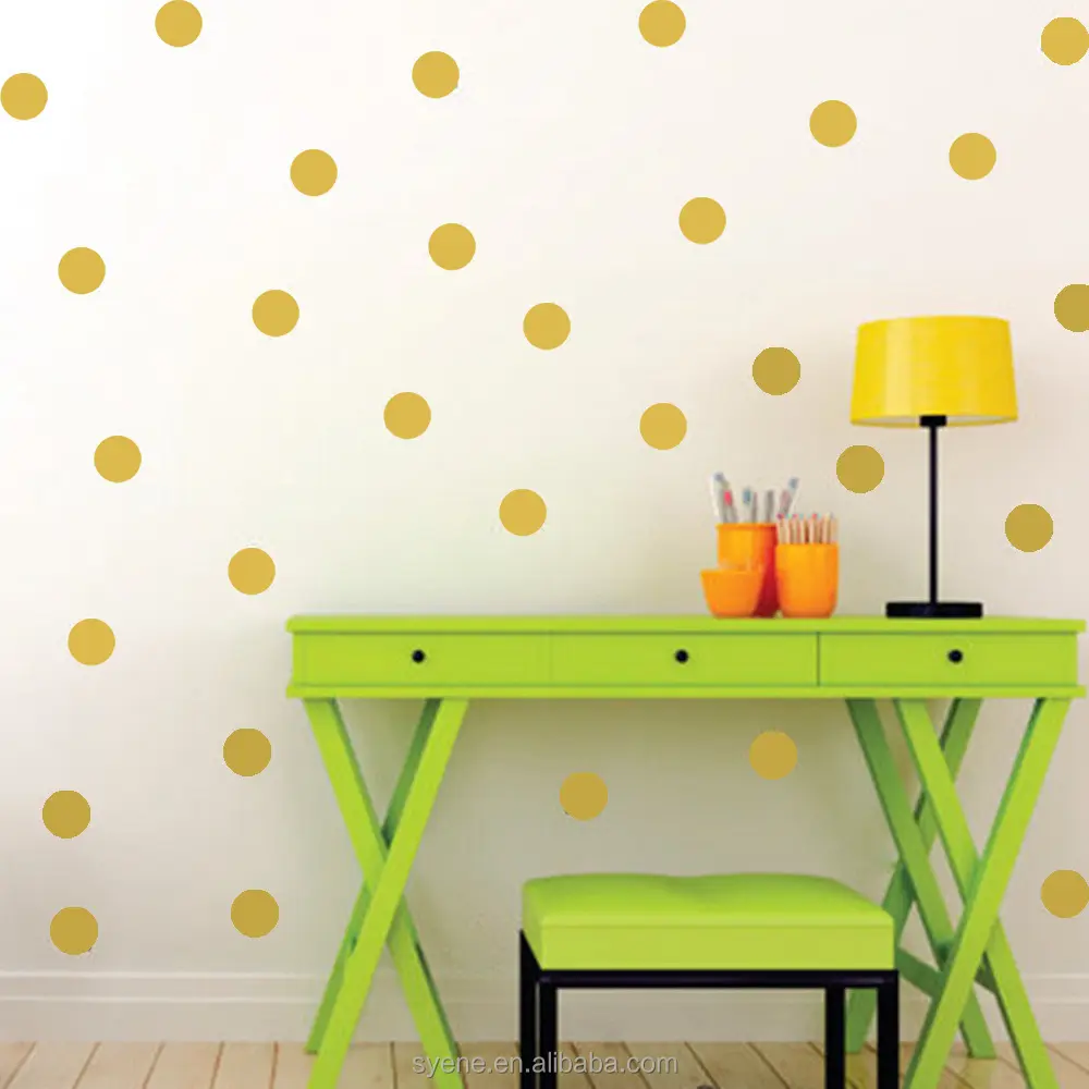 Großhandel kinder zimmer diy dekoration moderne wasserdicht self-adhesive wallpaper gold polka dot design abnehmbare wand aufkleber aufkleber