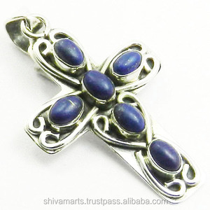 จี้ไม้กางเขนสีเงินสเตอร์ลิง925ทึบพร้อมอัญมณีไพฑูรย์สีฟ้าสร้อยคอคริสเตียนวินเทจสีทองจี้เครื่องประดับชั้นดีและเสน่ห์ - Product Image 2