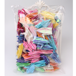 100 Stück Liebesthema Mehrfarbige Handgemachte Europäische Volkskunst Papier DIY <span class=keywords><strong>Origami</strong></span>-Kraniche Gefaltete Kraniche Verschiedene Größen Hochzeit Babyparty - Product Image 6