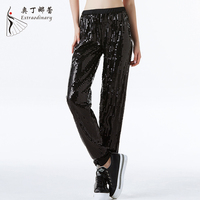 Pantalons à paillettes pour femmes et hommes, costumes de scène de jazz, hip-hop, costumes de danse moderne, pantalons longs