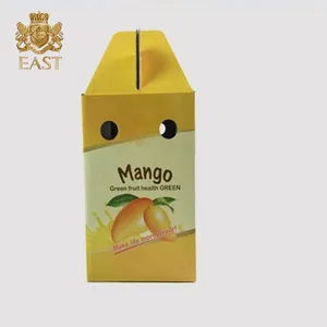 定制徽标Mengo纸类运输包装水果纸箱，带手柄，芒果包装盒，芒果包装盒，芒果定制箱
