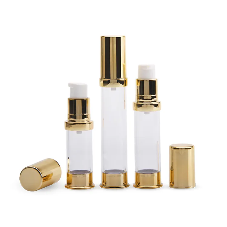 Packing Bottle 2022 New Luxury Style Cosmetic Packaging Custom Rose Gold Airless Bottle Gold Airless Pump Bottles Airless Skin Care Bottle