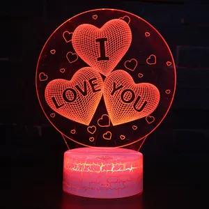 Ide Hadiah Liburan Cahaya Aku Mencintaimu 3D Suasana Hati Lampu AA Daya Baterai RGB Cahaya Malam untuk Natal