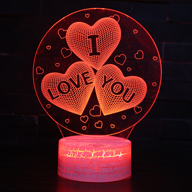 Idea Holiday Gift Light I Love You 3D Mood Lamp AA Battery Power RGB Night Light for Christmas