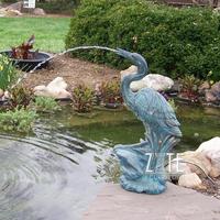 Statues de fontaine en bronze d'hérons grandeur nature, designs populaires pour le jardin