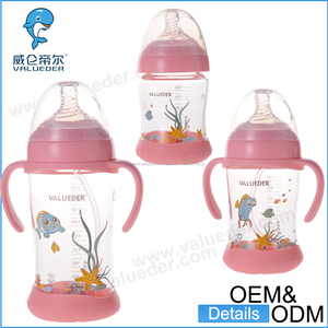 Alto vidrio de borosilicato para adultos de silicona inferior bebé la alimentación con biberón con simulación de mama pezón - Product Image 1