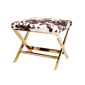 Pouf Moderno Imbottito con Gambe Dorate per Camera da Letto e Soggiorno, <span class=keywords><strong>Panca</strong></span> in Acciaio Inossidabile - Product Image 1