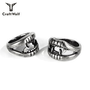 Craft Wolf Vampire Men Acero inoxidable antiguo plateado estilo chino calavera anillo <span class=keywords><strong>de</strong></span> racimo para la fabricación <span class=keywords><strong>de</strong></span> joyas DIY - Product Image 4