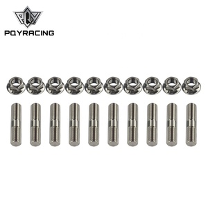10 pièces de goujons <span class=keywords><strong>d</strong></span>'échappement en acier inoxydable de 10mm et écrous dentelés M10x1.25 Conversion de goujons boulons de cosse hauts kit <span class=keywords><strong>d</strong></span>'adaptateur de vis PQY-DEB02-10 - Product Image 1