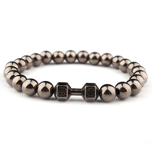 Chữ Barbell Đinh Tán Đàn Hồi Người Đàn Ông Vòng Đeo Tay <span class=keywords><strong>4</strong></span> Màu Quả Tạ Hạt Chuỗi Nam Bọc Vòng Đeo Tay Phụ Kiện Tay Đồ Trang Sức - Product Image 5