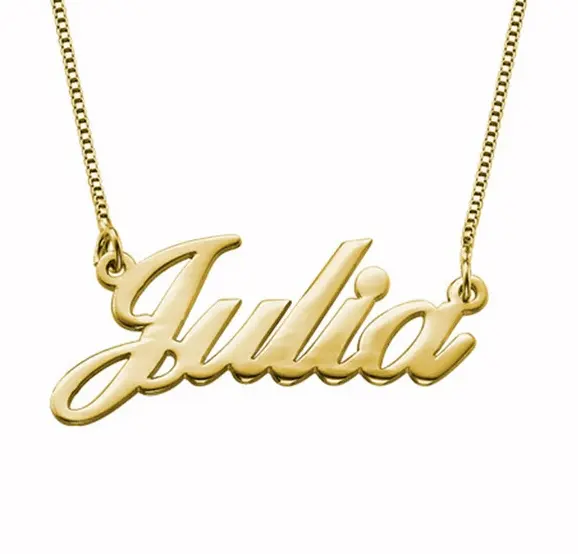 Jewels-collar de acero inoxidable chapado en oro con letras personalizadas, joyería de oro de 14K