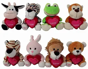 Promoción barato Mini Animal de animales de peluche juguetes con corazón rojo de peluche Juguetes