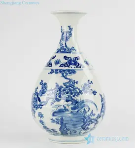 Bouteille de printemps en porcelaine classique asiatique bleu et blanc, modèle oiseau et fleur, peint à la main, RZJp02