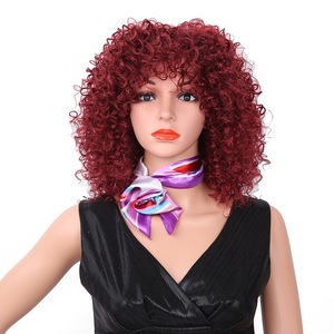 Perruque courte de style afro-américain naturel, <span class=keywords><strong>cheveux</strong></span> synthétiques bouclés crépus avec dentelle transparente - Product Image 3