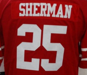 Personalizado <span class=keywords><strong>Richard</strong></span> Sherman # rojo 25 mejor calidad cosido Jersey - Product Image 1