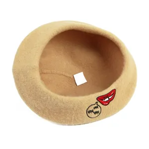 Mũ Pillbox Họa Sĩ Thời Trang Mũ Nồi Bằng Len Màu Trơn Có Logo Tùy Chỉnh Kiểu Pháp Cho Nữ Và Bé Gái
