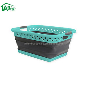 Allife ตะกร้าใส่ผ้าแบบพับได้,ตะกร้าใส่ผ้าซักทำจากพลาสติกสีสำหรับแม่บ้าน - Product Image 6