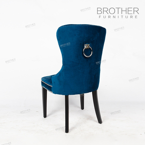 <span class=keywords><strong>Wingback</strong></span> cadeira de jantar contemporânea <span class=keywords><strong>chesterfield</strong></span> estofados de veludo azul escuro - Product Image 4