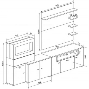 <span class=keywords><strong>Ensemble</strong></span> de meubles de salon innovants pour la maison avec foyer au bioéthanol, unité murale <span class=keywords><strong>TV</strong></span>, finition <span class=keywords><strong>blanc</strong></span> mat et <span class=keywords><strong>blanc</strong></span> brillant - Product Image 4