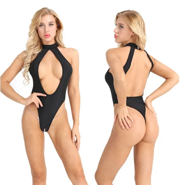 2018 새로운 섹시한 여성 원피스 비키니 홀터넥 수영복 컷 아웃 오픈 가랑이 Monokini 스포츠 비치웨어