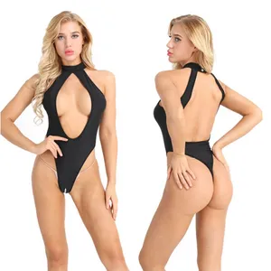 2018 yeni seksi Kadınlar tek parça backless Bikini Halter Boyun Mayo Kesim Açık Crotch Monokini spor beachwear