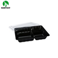Boîte à lunch jetable en plastique, réutilisable, à compartiments, de style japonais