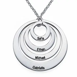 MECYLIFE Custom Name Circle Necklace Personalized Geometric Pendant Stainless Steel Family Gift Best Friend Gift