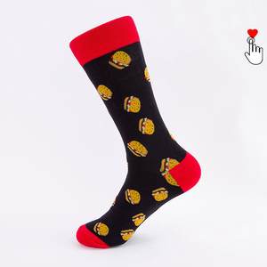 Bière Hamburger Frites Nourriture Chaussettes Robe Personnalisée Dessin Animé Mignon Équipage Hommes Fun Chaussettes - Product Image 3