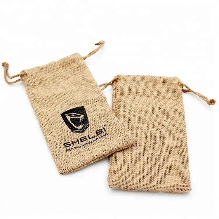 Petits sacs en jute en chanvre personnalisés, à cordon de serrage, pour cadeaux avec logo personnalisé, 100 pièces