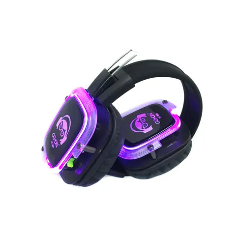 Silent Party headphones and transmitter with new LED lights for silent disco