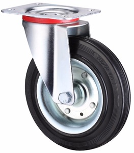 Atacado Heavy Duty Rodízio Industrial Importador Distribuidor Revendedor Aro De Aço De Borracha Giratória Industrial Trolley Rodas - Product Image 1