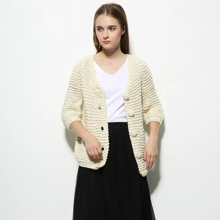 Women's Sweater Knit Woolen Coat Ladies